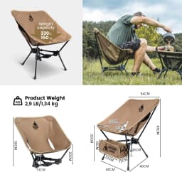 OneTigris Tigerblade Foldable Camping Chairs Lightweight Folding Chair Backpacking Moon Chairs for Travel Beach Fishing Relaxing