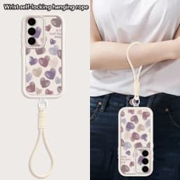 Simple Love Heart Patterned Lanyard Phone Case For Samsung Galaxy A18 A57 A37 A27 A56 A36 A26 A17 A16 A55 A54 A15 Soft TPU Cover