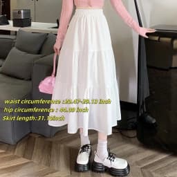 Patchwork Mesh White Elastic Waist A-line Casual Long Skirt Solid Simple For Women's Clothes Korean Preyy Chic Sweet Fashion New