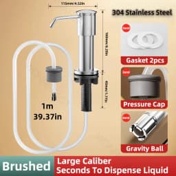 Soap Dispenser for Kitchen Sink Built in Sink Soap Dispenser Brushed Countertop Soap Dispenser Pump Silver Blackgray