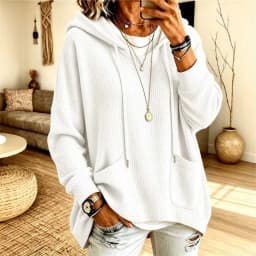Casual Long Sleeve Sweatshirt Loose Fit with Pullover Irregular Hooded Hoodie Standard Length Women Sweatshirts