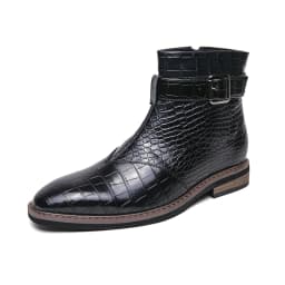 High End Banquet Formal Boots Winter Ankle Boots Men's Business Shoes Pointed Men's Genuine Leather Shoes Retro Brown Size:38-46