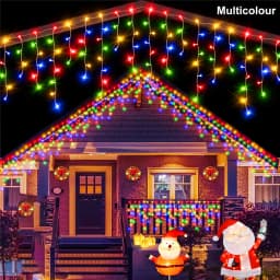 Solar Christmas Eaves Lights String Outdoor Waterproof Icicle Lights 8 Modes for Eaves Yard Party Indoor Holiday Decoration
