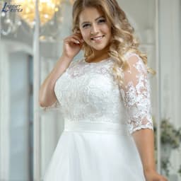 LAYOUT NICEB Vintage Beach Wedding Dress Plus Size Boho Lace Applique Three Quarter Sleeves Tulle Bride Gown A-Line Floor Length