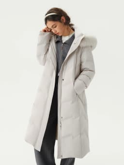 DUSHU Plus Size Mountain Ridge Down Jacket Women Stand Collar Hooded Long Puffer Coat 2026 Winter New Windproof Warm Outerwear