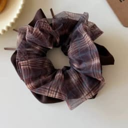 Vintage Plaid Organza Bow Hair Tie - Elegant Double-Layer Hair Tie With Ribbon Details, A Feminine Hair Accessory