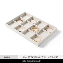 Oirlv 12/24 Grids Linen Jewelry Display Trays Stackable Ring Necklace Bracelet Pendant Showcase Display Tray Organizer Plate