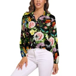 Vintage Flower Print Loose Blouse Irises by Van Gogh Simple Oversized Blouses Woman Long-Sleeve Cute Shirts Autumn Graphic Top