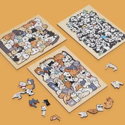 Kids Creative Animal Shape Puzzles Table Games Dog Cat Panda Stacked Puzzle Brain Games Montessori Thinking Education Wooden Toy