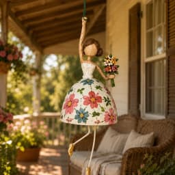 Hand Painted Ballerina Lady Figurine with Dangling Legs Whimsical Dancing Lady Hanging Ornament Vintage Women's Shaped Decor