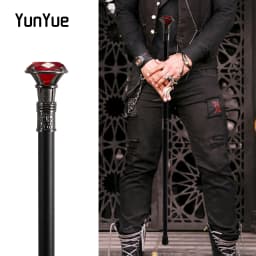 Red Diamond Type Silver Walking Cane Gentleman Elegant Fashion Decorative Walking Stick Women Vintage Cosplay Crosier Knob Cane