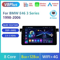 Podofo Wireless Carplay Android Auto Car Radio For BMW E46 1999-2005 Car Intelligent Systems 2din Car Multimedia Player