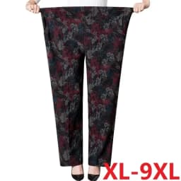 Extra Large Size 9XL Middle-aged Women Pants New Autumn Elastic High Waist Casual Trousers Winter Velvet Female Straight Pants