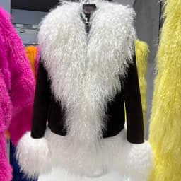 YOLOAgain Real Mongolia Sheep Fur Collar Real Leather Jacket Coat Women