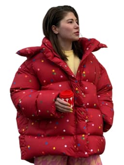 Women's Jacket Winter Oversized Coats Print Hooded Padded Jackets Female Stand Collar Long Sleeve Loose Puffy Coat Outerwear