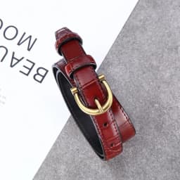 Women's Leather Belt Crocodile Pattern Decorative Match Jeans Suit Dress Slim Waist Genuine Black Leather Pants Waist Belt