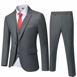 ( Blazer + Vest + Pants ) Men's Suit Slim 3 Pieces Set Solid Wedding Party Prom Groom Best Male Formal Business Suit