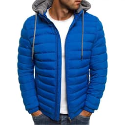 Korean Men Cotton Pad Parka Coat Autumn Winter Male Solid Warm Hooded Zip Up Hoodie Coats BSD-M-05
