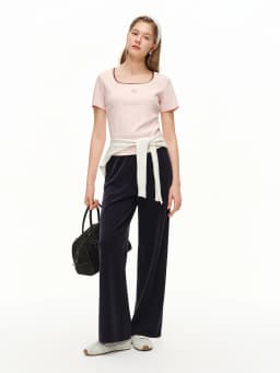 DUSHU 2026 Summer Women's Adjustable Length Draping Textured Casual Pants - Soft Flow Trousers for Daily and Summer Wear