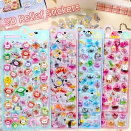 1 pc/4 pcs Cartoon Fruit Sushi Food Drop 3D Relief Stickers Scrapbooking DIY Journaling Sticker Cute Stationery Sticker Gift