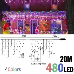 480LED Indoor Decor String Lights Christmas Ice Light Outdoor Waterproof 8 Modes Tgmer UK/US/EU Plug for Party Wedding Camping
