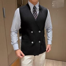 Men 2025 Autumn Winter New Double-breasted Knitted Vest Male V-neck Sleeveless Coats Mens Solid Color Sweater Waistcoat M22