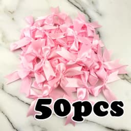 (50pcs) 1 inch Fresh Pink Ribbon Bows Polyester Satin Bow Flower DIY Craft Decoration