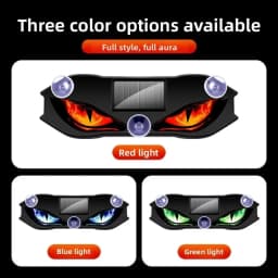 KEVANLY Solar Power Car Demon Eye Light Cool Flashing Warning Light Dynamic Safety Vehicle Signal Lights Universal