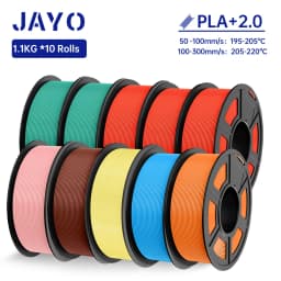 JAYO 3D Filament PLA + 2.0 10 Rolls Upgrade PLA plus 3D Printer Filament Neatly 3D Printing Material For FDM Multicolor