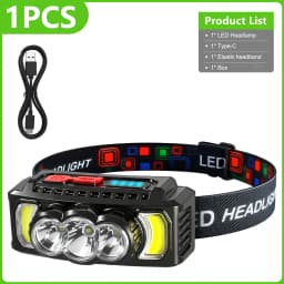 400000LM Headlamp Super Bright LED Headlamp USB Rechargeable Head Torch Built-in Battery 18650 Flashlight Outdoor Portable Light