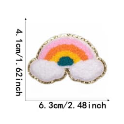 10pcs Set Chenille Self-Adhesive Patches Shiny Glitter Base Lightning Star Rainbow Patch for Bags Hats Jackets Clothing