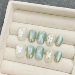 10pcs Handmade Nail Tips Star French Press on Nails with Sticky Tabs Autumn Fake Nails for Women Holiday Prosthetic Nail Set