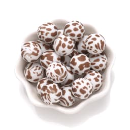 10Pcs 15mm Colorful Print Leopard Pattern Silicone Beads Ball Shape Teething Jewelry Beads For Teether Pacifier Chain Necklace