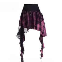 Harajuku Plaid Lace Patch Rock Punk Skirts Women Y2k Aesthetic Gothic Irregular Skirt High Waist Cake Mini Y2K Streetwear Jupe