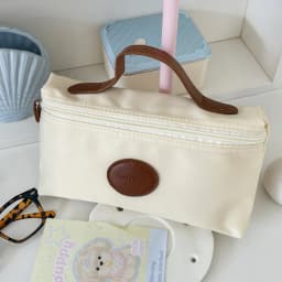 New Nylon Cosmetic Bag with Leather Label Lightweight Portable Toiletry Bag Fashion Travel Makeup Organizer for Women Men