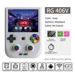 Anbernic RG406V Retro Handheld Game Console 4’’ IPS Touch Screen Android 13 Unisoc T820 Game Player 5500mAh RGB Light 3D Hall Joystick Supports WIFI Bluetooth 1080p Display Port Output