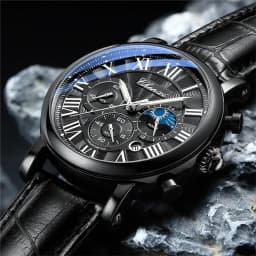 CHENXI 973 Man Quartz Wristwatch Waterproof Luminous Chronograph Multi-function Moon Phase Men's Watches часы мужские