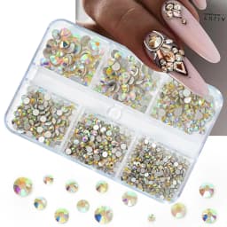 6 Grids Transparent Crystal Nail Pile Diamond Luxury Heart Square Nail Art Rhinestones Gems Sparkle Glass Nail Stones DIY Charms