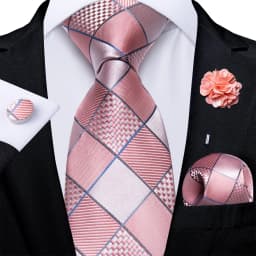 Floral Pink Ties For Men Wedding Party Man Tie Handkerchief Brooch Cufflinks Set Men Accessories Gravata