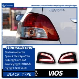 AKD Tail Lamp for Toyota Vios LED Tail Light 2008-2013 Vios Rear Fog Brake Turn Signal Automotive Accessories