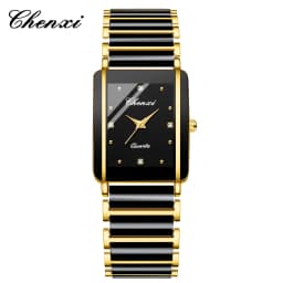 CHENXI 104A Couple's Quartz Watch Gold Black and White Ceramic Luxury Watch Men's and Women's Valentine's Day Gift Watch Reloj