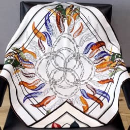 Feathers Print 100% Silk Scarf Neckerchief Double Sided Printing Womens Luxury 90 Silk Bandana Scarf Shawl Poncho