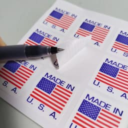 100pcs 25x25mm MADE IN U.S.A Factory Product Origin Instruction Synthetic Paper Sticker United States Manufacture