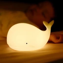 HPH LED Night Light Cute Whale Cartoon Silicone Table Lamp Children Touch Sensor RGB Ambient Light for Bedroom Christmas Gift
