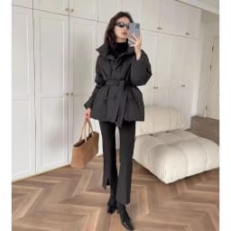 High-end Cotton Coat Winter Warm Jacket Belt Black Cotton-padded Jacket Thick Parkas Trend Design Windproof Outerwear Women Tops