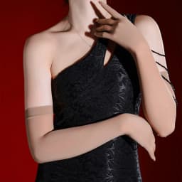 43cm Solid 8D High Elasticity Oil Smooth Women Sexy Thin Tight Stockings Gloves Club Cosplay Performance Long Five Finger Glove