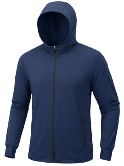TACVASEN Men's Full Zip UPF 50+ Sun Protection Jacket, Lightweight Hooded Fishing Shirt with 4 Pockets & Thumbholes, Breathable