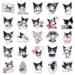 (50 Pieces) Cute Kuromi Cartoon Sticker Pack Waterproof DIY Laptop Phone Case Kawaii Sanrio Anime Stickers Decals
