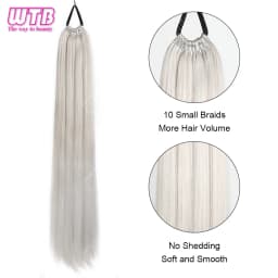 WTB Synthetic Braided Wig 24 Inch Corn Perm Curly Hair Ponytail Braided Wig Daily Wear Curly Ponytail