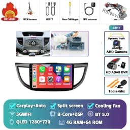 Android 16 Carplay Auto Car Radio Multimedia Player For Honda CRV CR-V 2012-2016 WIFI+4G DSP Autoradio Stereo 2din Head Unit